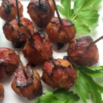 Bacon-Wrapped Water Chestnuts with Spicy Mustard Dip