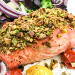Pistachio-Crusted Salmon with Blistered Cherry Tomatoes
