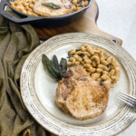 Tuscan Pork Chops with White Beans and Crispy Sage