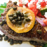 Pan-Seared Tuna Steaks with “Melted” Lemon-Caper Sauce