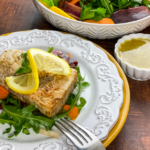 Pan-Seared Swordfish with Rainbow Ribbon Salad